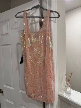 bebe Pink Sequin Mini Dress with Slip Underneath